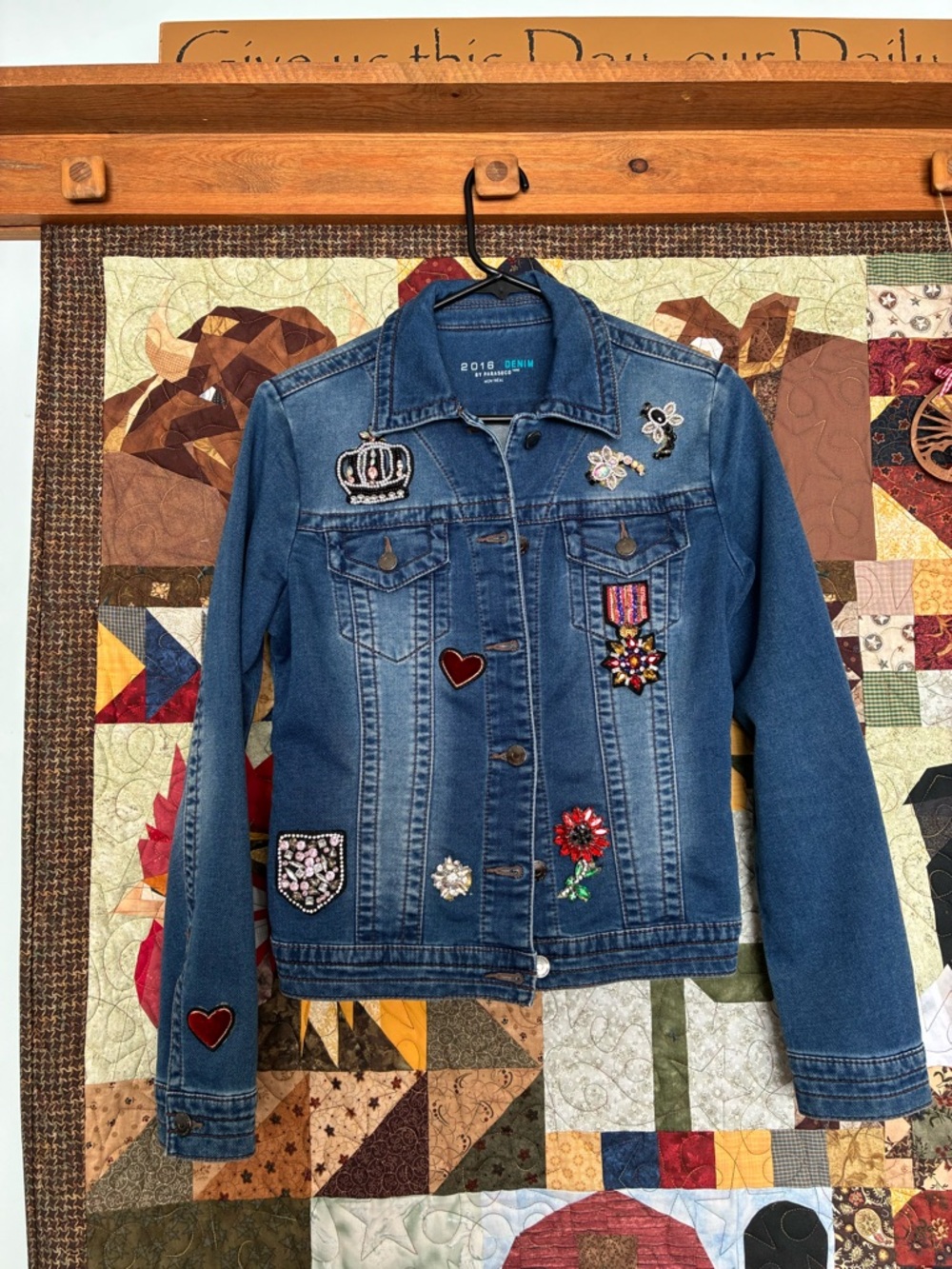 Parasuco Blue Denim Jacket with Embroidered Patches